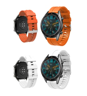 Huawei Watch Gt2 Kordon Esnek Suya Dayanıklı Silikon 2'Li Set Beyaz Pembe (Beyaz-Pembe)