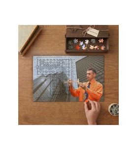 Mimar - Çizim - Binalar Tasarımı 240 parça Ahşap Puzzle Ahşap Kutuda MP00767