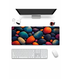 SonicTouch Klavye Mousepad 32x70cm Dikişsiz Pürüzsüz Sıvı Geçirmez Kaymaz Taban Kintsugi Çakılları