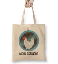 Social Distancing World Champion Bird Flu Pandemic Bez Çanta Uzun Saplı