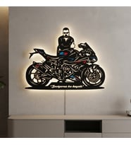 Kişiye veya Fotoğrafa Özel Led Işıklı Ahşap Hediyelik Motosiklet Tabloları, Dekor