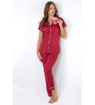 DoReMi Burgundy Heart Kısa Kollu Pijama Takımı (Bordo)