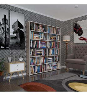 Kenzlife kitaplık süper ga 180*160*19 crd 6 katlı 2 bölme çift bölme opsiyonlu ofis mutfak banyo dolabı arkalıksız