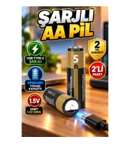 USB Type-C Şarjlı AA Lityum Pil 1.5V 3200mWh – Hızlı Şarjlı 2’li Paket
