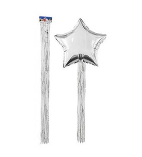 Balon püskülü metalize yapışkanlı 4 lü set 90 cm gümüş pk:4-