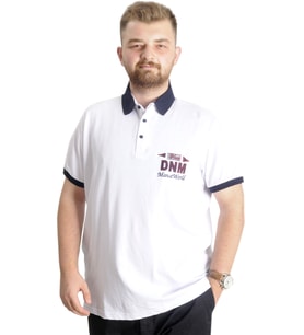 Mode XL Büyük Beden Erkek T-Shirt Polo DNM 23343 Beyaz