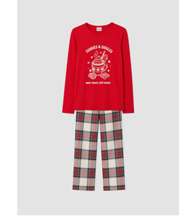 LCW Kids Kırmızı Bisiklet Yaka Kız Çocuk Pijama Takım