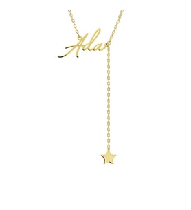 Kişiye Özel 925 Ayar Gümüş Minimal İsim Sallantılı Yıldız Kolye (Gold)