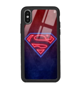 iPhone Xs Max Neon Superman Tasarımlı Glossy Telefon Kılıfı