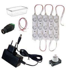 DC 12V Modül Led Lamba Anahtar Adaptörlü Aydınlatma Devresi Öğrenci Hobi Deney Seti