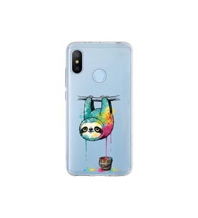 Xiaomi Mi A2 Lite ile Uyumlu Splash Tembel Hayvan Tasarımlı Şeffaf Silikon Kılıf
