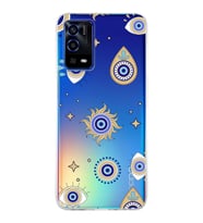 PrintiFy Oppo A55  ile Uyumlu 1mm Slim Fit Nazar Boncuğu 5 Baskılı Şeffaf  Kılıf