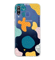 Samsung Galaxy M30 Kapak Geometrik Şekiller Tasarımlı Şeffaf Silikon Kılıf