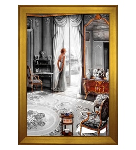 Manzara Temalı Kanvas Tablo 80 x 110 cm Gold Çerçeve