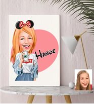 BK Gift Kişiye Özel Karikatürlü Moda Mini Fare Kanvas Tablo (30x50cm.)