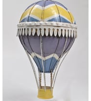 Jayland Metal Eskitilmiş Retro Sarı Mavi Sıcak Hava Balonu--Jayland Serisi-11*11*20 CM