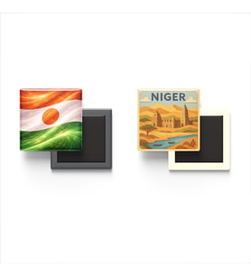Buzdolap Magnetleri - Nijer Bayrağı ve Paper Cut Tema - 2'li Set Magneti