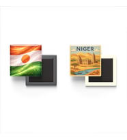 Buzdolap Magnetleri - Nijer Bayrağı ve Paper Cut Tema - 2'li Set Magneti