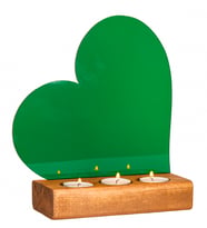 Yeşil Kalpli Pleksi 3'lü Tealight Mum