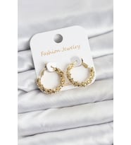 Pirinç Gold Renk Küçük Tırtıklı Halka Model Kadın Küpe - TJ-BKP11605