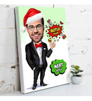 Erkeğe Mutlu Yıllar Karikatürlü Kanvas Tablo