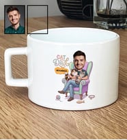 Kişiye Özel Karikatürlü Cat Dad Kedi Babası Lüks Fincan Babalar Günü Hediyesi