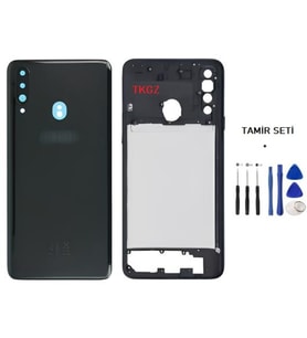 Samsung Galaxy A20S - SM-A207F FULL Kasa Arka Kapak Takım SİYAH - TAMİR SETİ