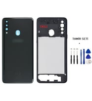 Samsung Galaxy A20S - SM-A207F FULL Kasa Arka Kapak Takım SİYAH - TAMİR SETİ