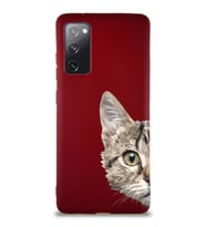 Samsung Galaxy S20 FE Soft Premier Kapak Catface Tasarımlı Silikon Kılıf - Mürdüm (Şeffaf)