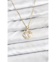 316L Çelik Zincir Gold Renk Deniz Tema Model Zirkon Taşlı Kadın Kolye - TJ-BKO10909