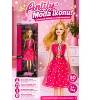 Moda İkonu Pembe Elbiseli Eklemli Oyuncak Bebek 30 cm