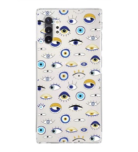 PrintiFy Samsung Galaxy Note 10 Plus ile Uyumlu Nazar Boncuğu 2  Kamera Korumalı Şeffaf  Kılıf