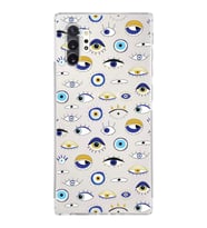 PrintiFy Samsung Galaxy Note 10 Plus ile Uyumlu Nazar Boncuğu 2  Kamera Korumalı Şeffaf  Kılıf