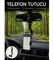 Araç İçi Dikiz Aynası Telefon Tutucu 360° Dönebilen Katlanabilir