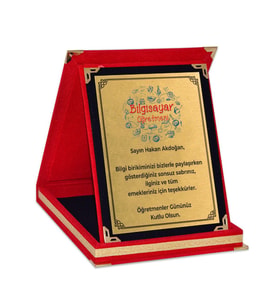 Kişiye Özel Bilgisayar Öğretmeni Tasarımlı Kadife Plaket