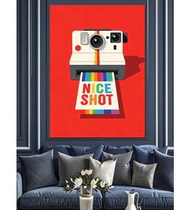 Gökkuşağı Renkli Modern Fotoğraf Makinesi Dekoratif Kanvas - Mdf Ahşap Tablo