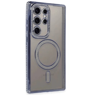 Newface Samsung Galaxy S24 Ultra Kılıf Joke Simli Magneticsafe Kılıf - Mavi