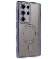 Newface Samsung Galaxy S24 Ultra Kılıf Joke Simli Magneticsafe Kılıf - Mavi