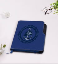 BK Gift Kişiye Özel Çapa Tasarımlı Lacivert Termo Deri Defter-2