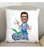 Kişiye Özel Diş Hekimi Karikatürlü Yastık