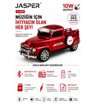 Jasper Jpr-1501 Kırmızı 10w Bluetooth Hoparlörlü Retro Kamyon Tasarım – Fm Radyo, Usb, Tf Kart, Aux
