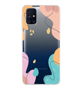 Samsung Galaxy M31s Kapak Karışık Renkler Tasarımlı Şeffaf Silikon Kılıf