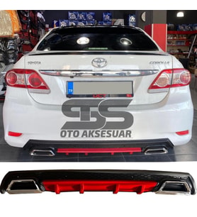 Toyota Corolla 2007-2012 Difüzör Arka Tampon Eki 2 Egzoz Çıkışlı Kırmızı Lüx Tip