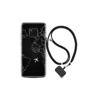 Huawei Mate 20 Pro Kılıf Resimli Desenli Silikon Boyun Askılı Black Plane 1868