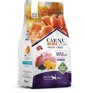 Carni Life Tahılsız Pumpkin Adult Kuzu Etli & Böğürtlenli Yetişkin Kedi Maması 5 Kg