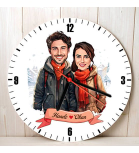 Sevgiliye Hediye Kişiye Özel Aralık Ayında Aşk Karikatürlü Duvar Saati