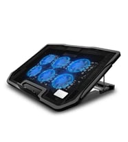 Çift USB Portlu 6 Fanlı Sessiz Laptop Soğutucu Standı 15.6 inç Ayarlanabilir Açılı (Siyah)
