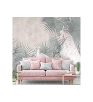 Dreamwall Tavus Kuşu Desenli Silinebilir Tekstil Duvar Kağıdı (Çok Renkli)