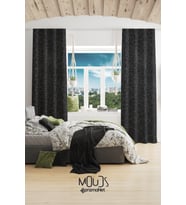 Grey Crystal Desenli Süet Oturma Odası Salon Fon Perde Baskılı Ekstrafor Büzgü 2 Kanat PRD-1079