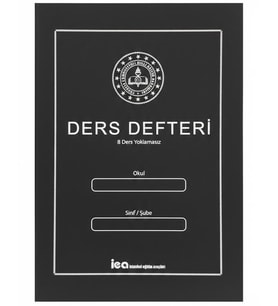 8 Ders Yoklamasız Ders Defteri Siyah Plastik Kapaklı